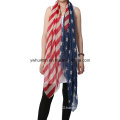 Women White and Blue American Flag Long Scarf